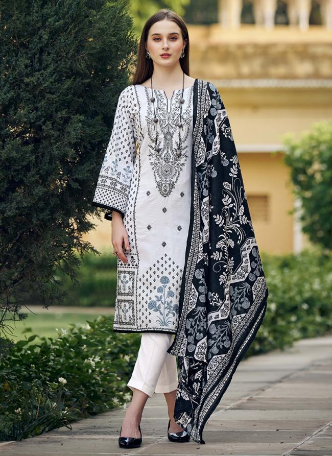 Pure Cotton White Festival Wear Digital Printed Straight Suit